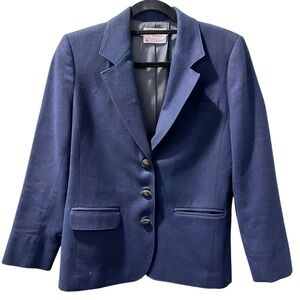 Pendleton Wool Vintage Ornate Buttons Navy Blue Blazer Women's Size 6 Petite